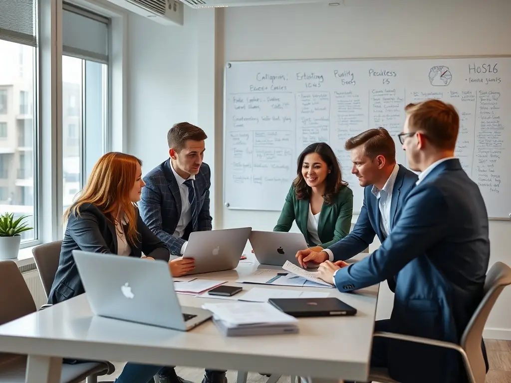 A dynamic sales team participating in a role-playing exercise during a sales training session, demonstrating effective communication and negotiation techniques.